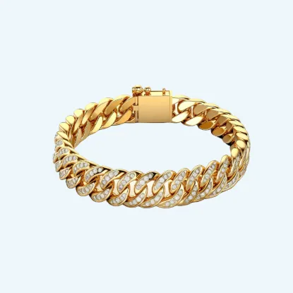 Picture of VIEN Iced Out Cuban Link Bracelet Bling Zirconia Miami Link Bangle Jewelry for Men