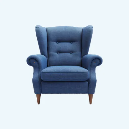 Picture of TG Furniture Solid Sheesham Wood Wing Armchair | High Back Lounge Chair with Fabric Upholstery