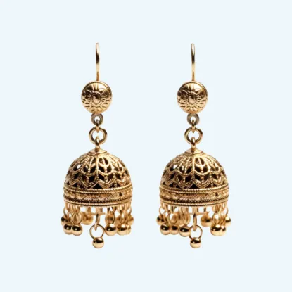 Picture of Traditional Gold Plated Jhumka Earrings for Women & Girls